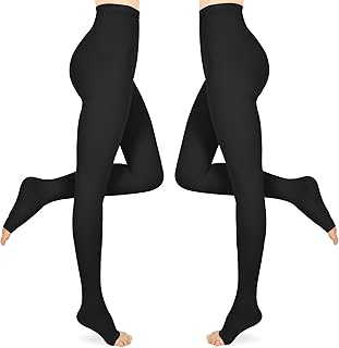 Compression Pantyhose for Women & Men, 2 Pairs 15-20mmHg Medical Graduated Compression Stockings Leggings