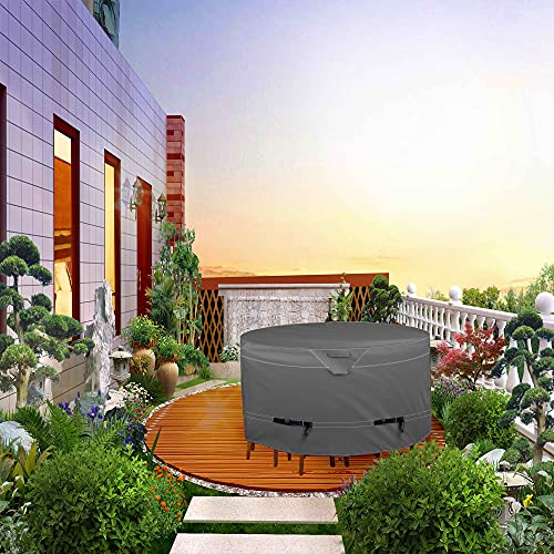 Round Patio Bistro Table Cover, 52 Inch Heavy Duty Waterproof Round Bistro Set Covers, Provide A Great Fit And All Weather Protection, Grey, 52'' Dia X 30'' H #TOP6