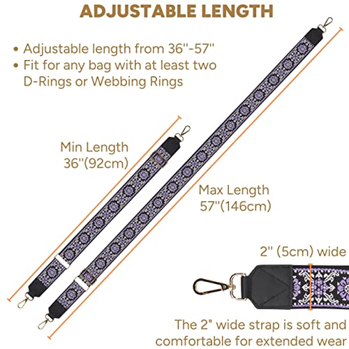 Image of BAKKO Crossbody Strap Top Grain Leather Ends Gold Metal Hardware 2 inch Wide Shoulder Strap Replacement fits Handbags Purses Messenger Duffel Bags Gold Metal Hardware Adjustable Length from 36 inch-57 inch
