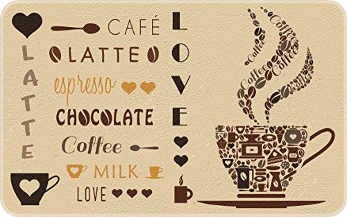 ID Mate Espresso Decor de Cocina, Fibra sintética, Beige marrón, 50 x 80 x 0,4 cm