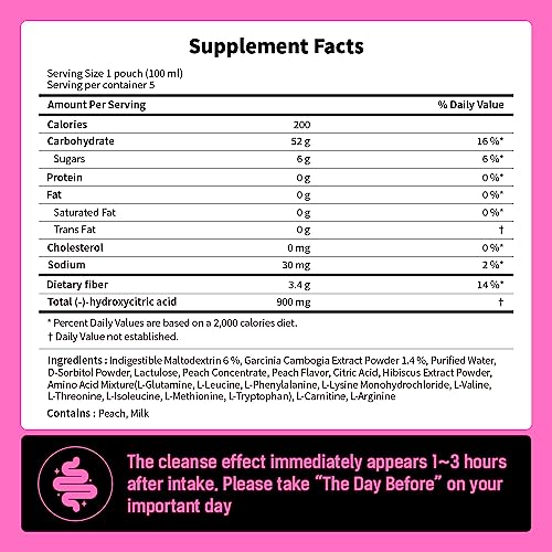 Freedomcafe 5 Day Detox Cleanse Ade Peach - 5 Pack (16.90Oz) - Supports Healthy Digestive And Regular Bowel Movements, Detox Cleanse For Weight Management And Belly Fat - Bowel Cleanse Liquid #TOP5