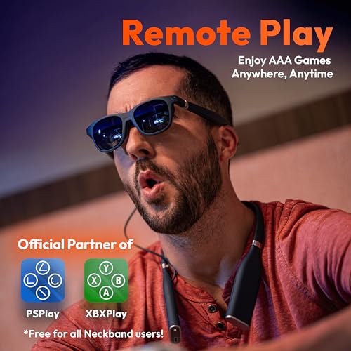 VITURE One Cloud Pack: XR Glasses & Neckband, Official Partner of PSPlay & XBXPlay, Remote Play, Compatible with PlayStation/Xbx/PC Games, Streaming On The Go, 128GB Storage, Bluetooth (Jet Black)