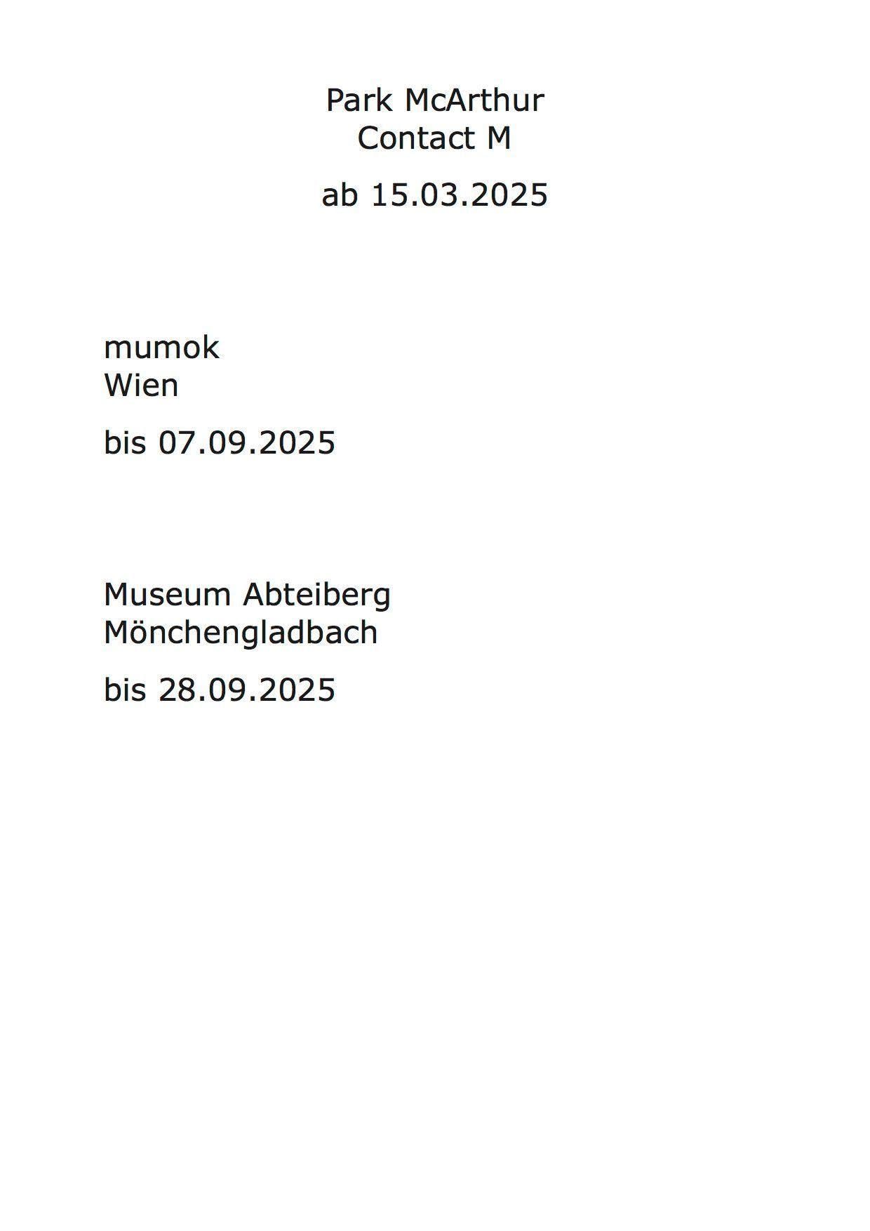 Park McArthur Contact M mumok Wien catalogue exposition livre art contemporain anglais allemand text