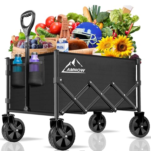 Collapsible Folding Wagon Cart, 350LBS Utility Large...