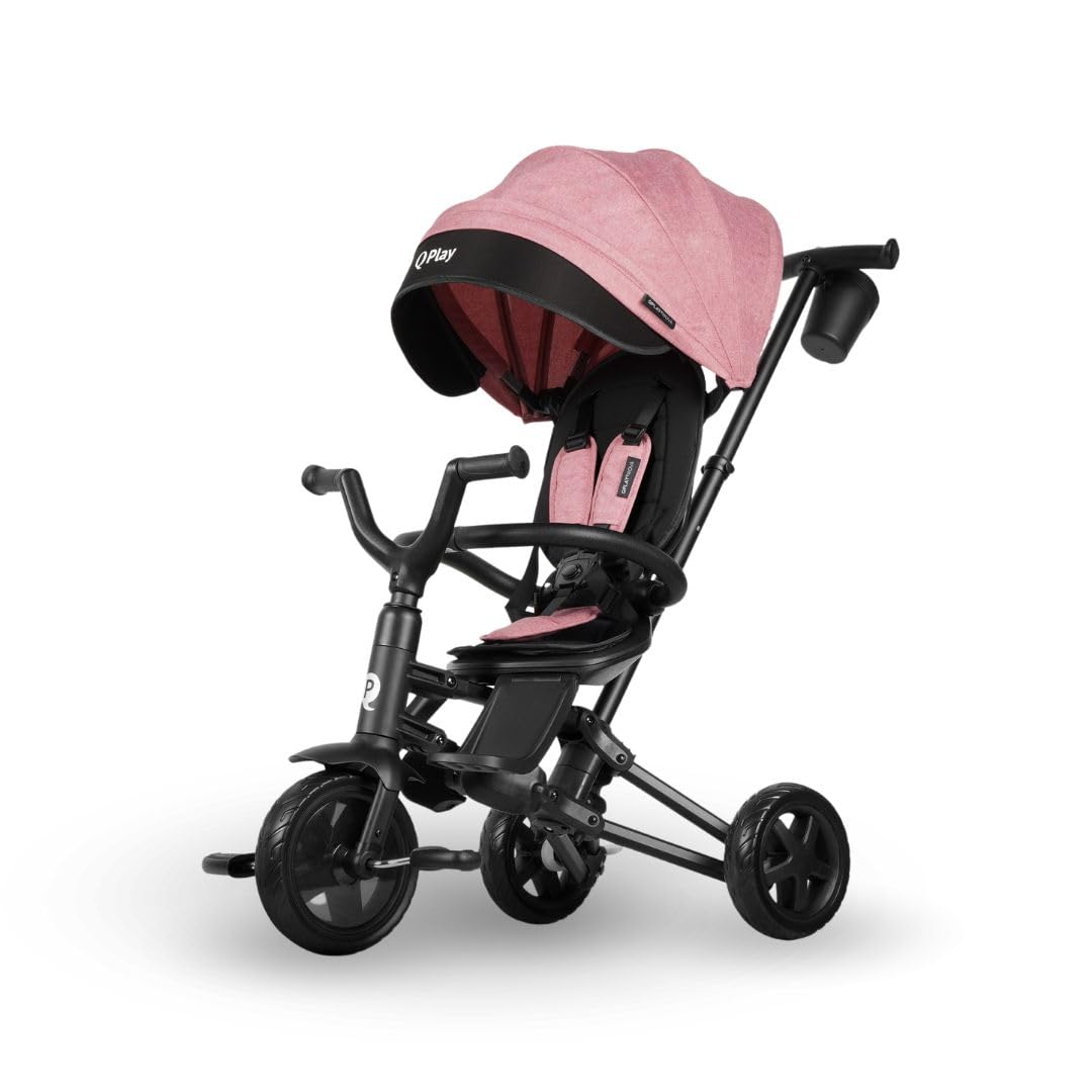 Q Play 6 In1 Kids Foldable Tricycle Toddler Stroller Trike Bike Ride On Toy Nova (Pink)
