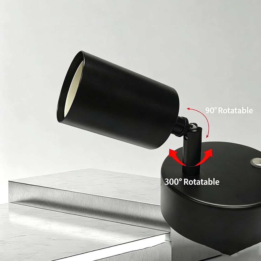 Akku Wandleuchte Kabellose Retro Drehbar Wandlampe Ohne Stromanschluss USB Aufladung Wandspot Dimmbar Fernbedienung Innen Wandbeleuchtung Touch Schalter Time für Nachttisch, Lesen, Flur,1 stück