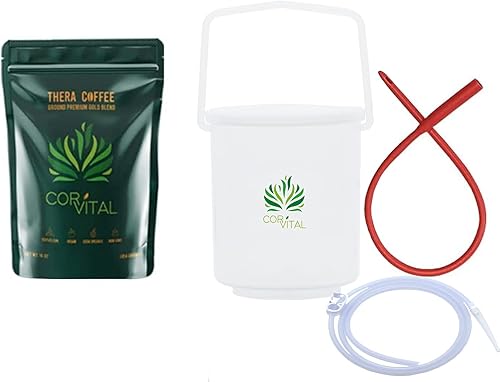 Kit de enema de café para limpieza de colon con café de enema de 1 libra, kit de enema casero aprobado por Gerson, kit de cubo de enema, limpieza de