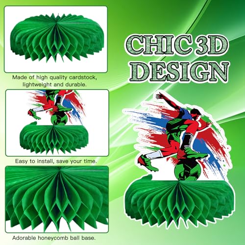 Image of 9pcs World Cup Soccer Decorations 2026, Soccer Sports Theme Honeycomb Centerpieces 3D Double Sided Table Decor Supplies for Football Sports Competition Party Decorations