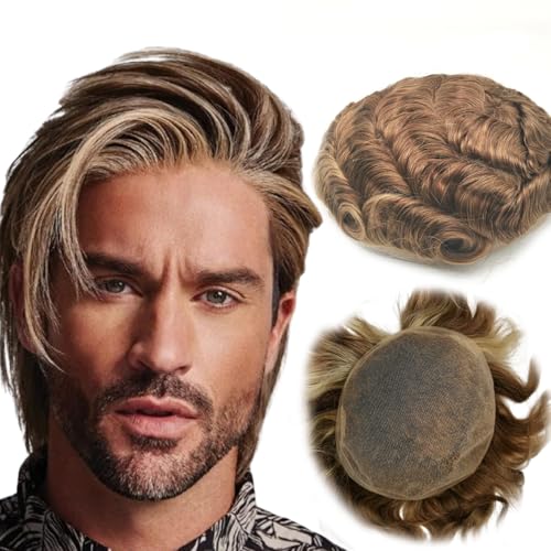 Système de remplacement de cheveux humains postiche homme dentelle suisse NLW boucles 25 mm