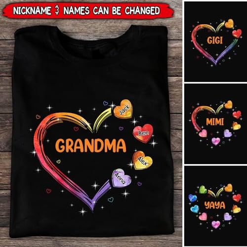 Personalized Grandma Shirt, Grandma Heart Sweatshirt, Grandkids Name Shirt, Christmas Birthday for Nana Mimi Mom Mama2