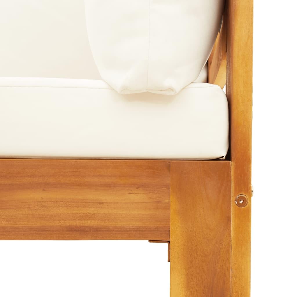 IKAYAA Sofá para jardín de Madera de Acacia, Sofa Jardin Exterior, Sofá de Esquina para Jardín Resistente a la Intemperie, Conjunto Jardín, Muebles Jardín Exterior 5 plazas-Type-3 Blanco Crema