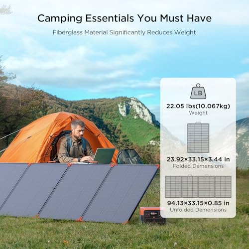 ZOUPW N-Type 16BB 350W Portable Solar Panel for Power Station,Hurricane Preparedness Items,43V Foldable Solar Charger 25% High Efficiency IP68 Waterproof 4 Reinforced Kickstands for Camping RV Trip - Image 5