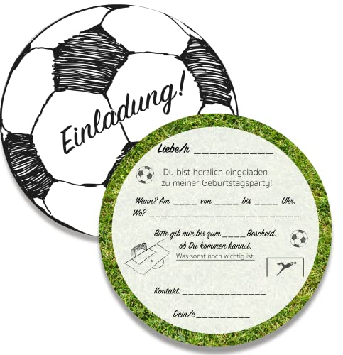 KEÏNELS Geburtstagseinladungen Für Kinder – 32 Karten Mit Fußball-Design, Persönlich Beschriftbar