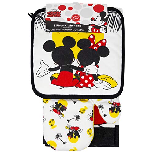Jerry Leigh Mickey and Minnie Mouse Kitchen Towel Potholder Oven Mitt 3-Piece Set