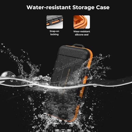Image of Camera Battery Memory Card Case, Professional Water-Resistant Anti-Shock Holder for 2 Camera Batteries, 4 SD Cards, 6 TF Cards, 2 CF Cards or 2 XQDs (Color - Red and Black)