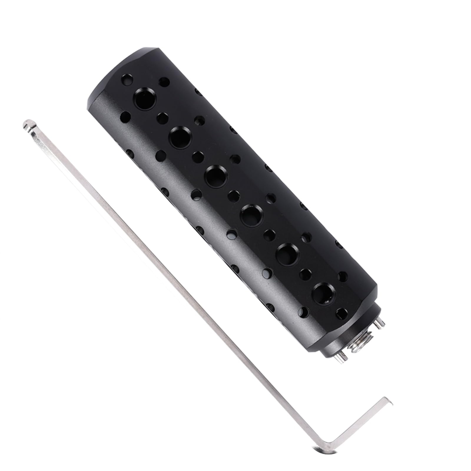 NICEYRIG Runder Universal Handle Griff für Kamerakäfig, multifunktionaler AR-ri-Verlängerungsgriff mit 1/4-Zoll-20 und 3/8-Zoll-16 Loch zum Positionieren, universeller ergonomischer Handgriff