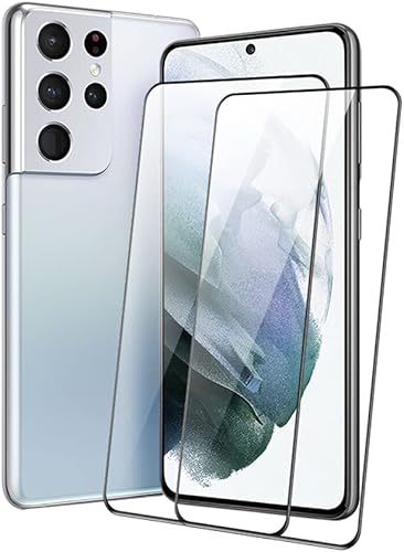 PERFECTSIGHT Paquete de 2 protectores de pantalla de vidrio templado compatibles con Samsung Galaxy S21+, compatible con fundas transparentes HD,