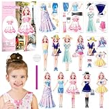 DIFLAX Magnetische Anziehpuppe mit Outfits Magnetische Papierpuppen Magnetspiel Anziehfiguren Tragbare Magnetische Prinzessinnen Dress Up Spielset für Mädchen Magnetspiel Box für Kinder (Liz)