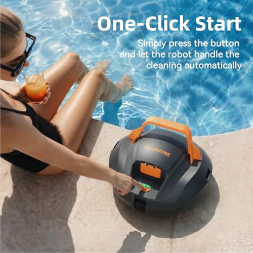 Image of Planet Edge Pool Vacuum for Above Ground Pool, 120-Min Runtime, Powerful Dual-Motor, Adjustable Cleaning Path, Cordless Robotic Pool Cleaner for Flat Pools Up to 850 Sq.ft, Deep Grey