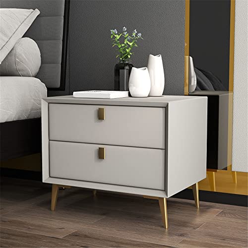 CODOMI Side Table, Mid Century End Table with 2 Drawers Modern Leather Nightstand Bed Side Table Wood Accent Table for Bedroom Living Room Cabinet Storage, Blackish Green 20\" L x 16\" W x 18.5\" H - Thumbnail 4