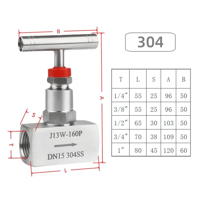 Zawór Iglicowy Z Gwintem BSPP 304 Ze Stali Nierdzewnej 316L Z Uchwytem Krzyżowym(1",304L Stainless Steel)