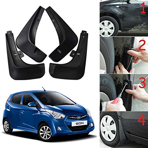 Image of Oshotto (O.E.M Fitting Cup Type) Mud Flap /Splash Guard Compatible with Hyundai EON (Set of 4)