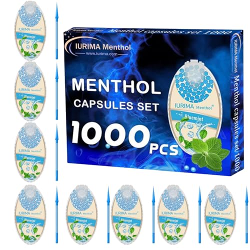 Lot de 1000 Billes Fraîcheur IURIMA pour Cigarettes - 10 Boîte de 100 Capsules Aromatiques Menthe Verte