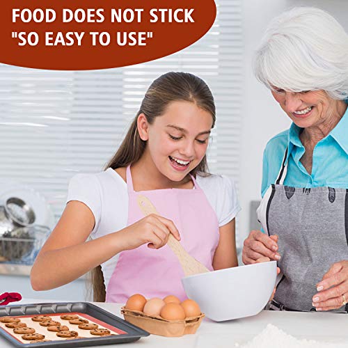 RENOOK Silicone Baking Mats Set of 5-2 Half Sheets Mats + 1 Quarter Sheet Liner + 1 Round & 1 Square Cake Pan Mat - 100% Non-Stick Reusable Food Safe Liners & Silicone Brush- Macaron, Pastry, Cookie - Thumbnail 6