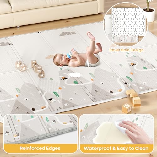 Image of Zeebaba Baby Playpen with Mat, 71x59 in Beige Indoor Play Yard