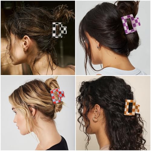 papasgix 6 pinzas de cabello a cuadros para cabello fino miniatura 3