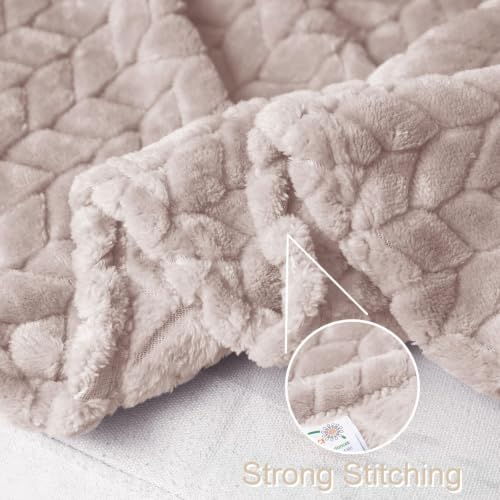 Image of Exclusivo Mezcla Fleece Throw Blanket for Couch Sofa, 50 inchx70 inch, Camel