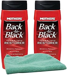 Mothers Back-To-Black Trim & Plastic Restorer (12 oz) Bundle with Microfiber Cloth (3 Items)