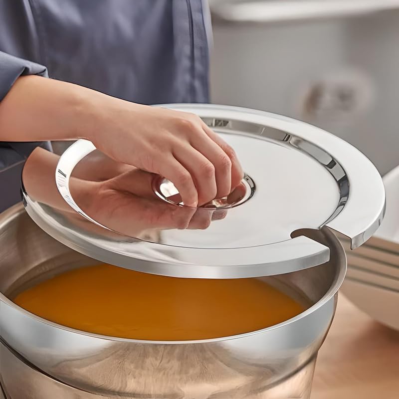 OCS Parts Pro Series Stainless Steel Cover for 11 Quart Vegetable Inset Pots | Steam Table and Soup Warmer Pot Lid with Handle and Notched for Ladle or Serving Spoon Placement
