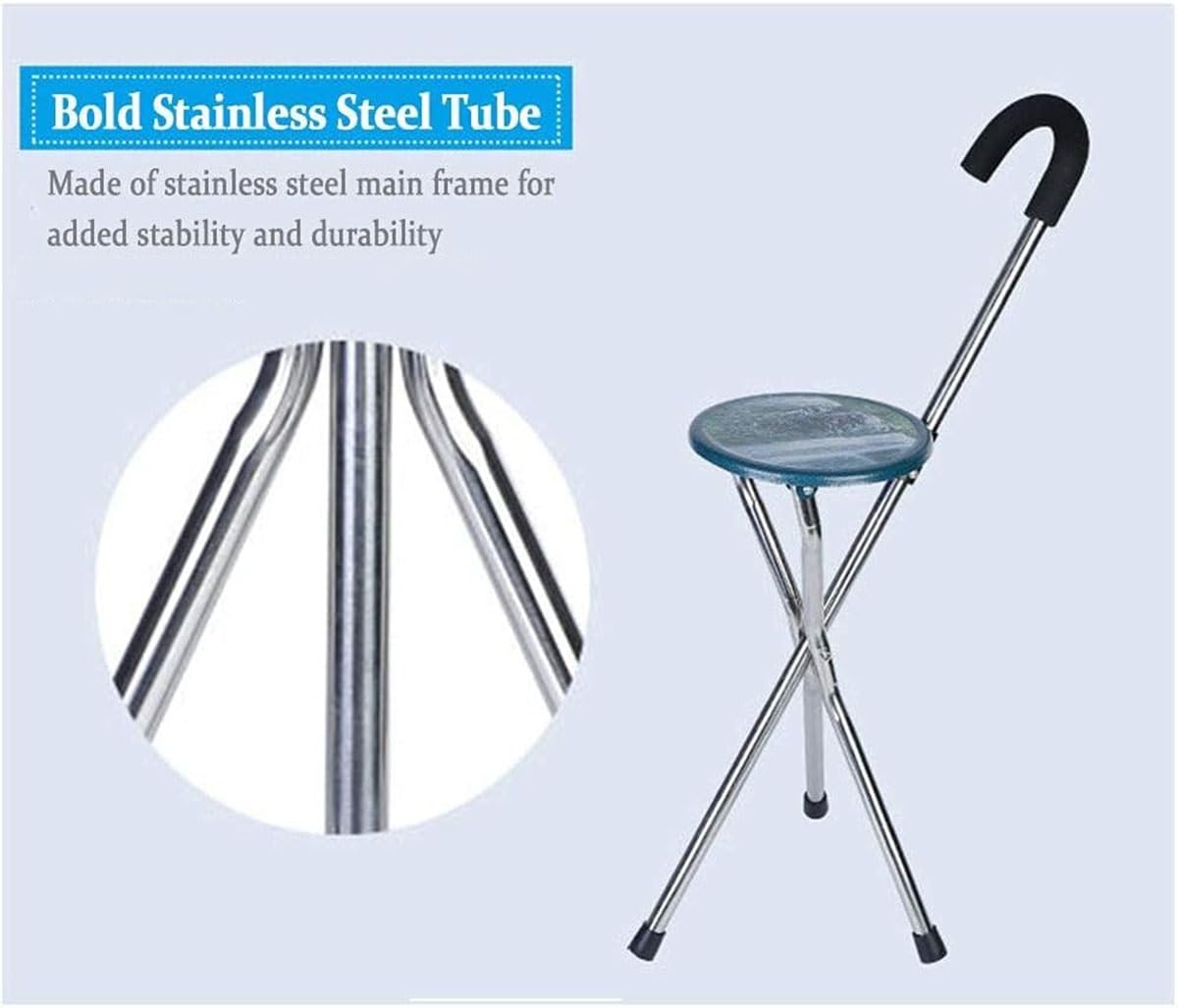Silla para Caminar Portátil Bastón Silla Plegable Bastón para Trípode Taburete Portátil Bastón Ortopédico Mango Ergonómico Ayuda para Caminar para Ancianos Y Discapacitados