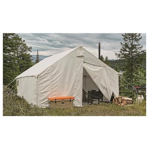 Guide Gear 12x18' Canvas Wall Tent and Frame for Hunting, Outdoor Camping, 4 Season All Weather Tents with Stove Jack Opening