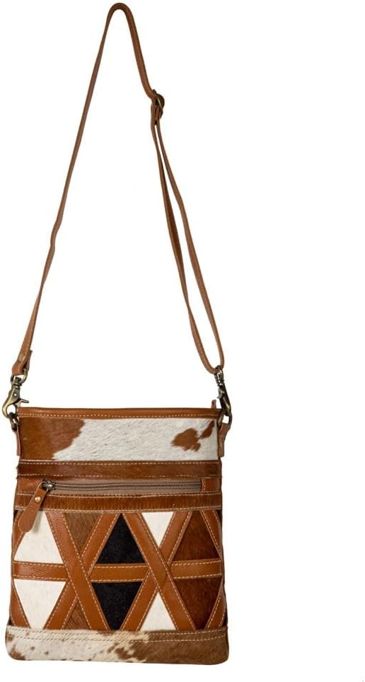Myra Bag Crossbody Bag for Women - Western Upcycled Canvas & Leather Shoulder Handbag Brown - Image 5