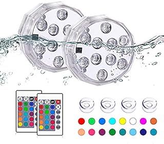 TEPENAR Submersible Led Lights with Remote - Waterproof Hot Tub Lights Battery Operated Controlled 16 Color Changing Lamp with 4pcs Suction Cup for Pool Vase Aquarium Decoration 2 Pack