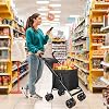 Folding Wagon Cart, Heavy Duty Outdoor Garden Cart, Large Capacity Beach Wagon with All-Terrain Wheels, Adjustable Folded Cart for Camping Shopping Sports (Black)