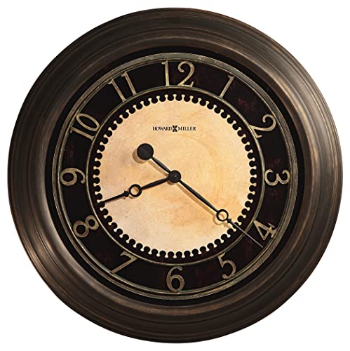 Howard Miller Chadwick Wall Clock – Antique Brass Finish, Vintage-Inspired Round Design, Battery Operated Quartz Movement, Elegant Decorative Piece for Living Room, Dining Room, or Office Decor