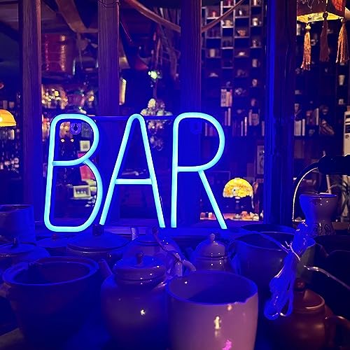 Image of Neon Bar Signs For Home Bar, Led Party Wall Decor Usb Powered Man Cave Neon Light For Bar Cart Decor, Bistro, Club, Pub, Business, Valentine Gifts (Blue)