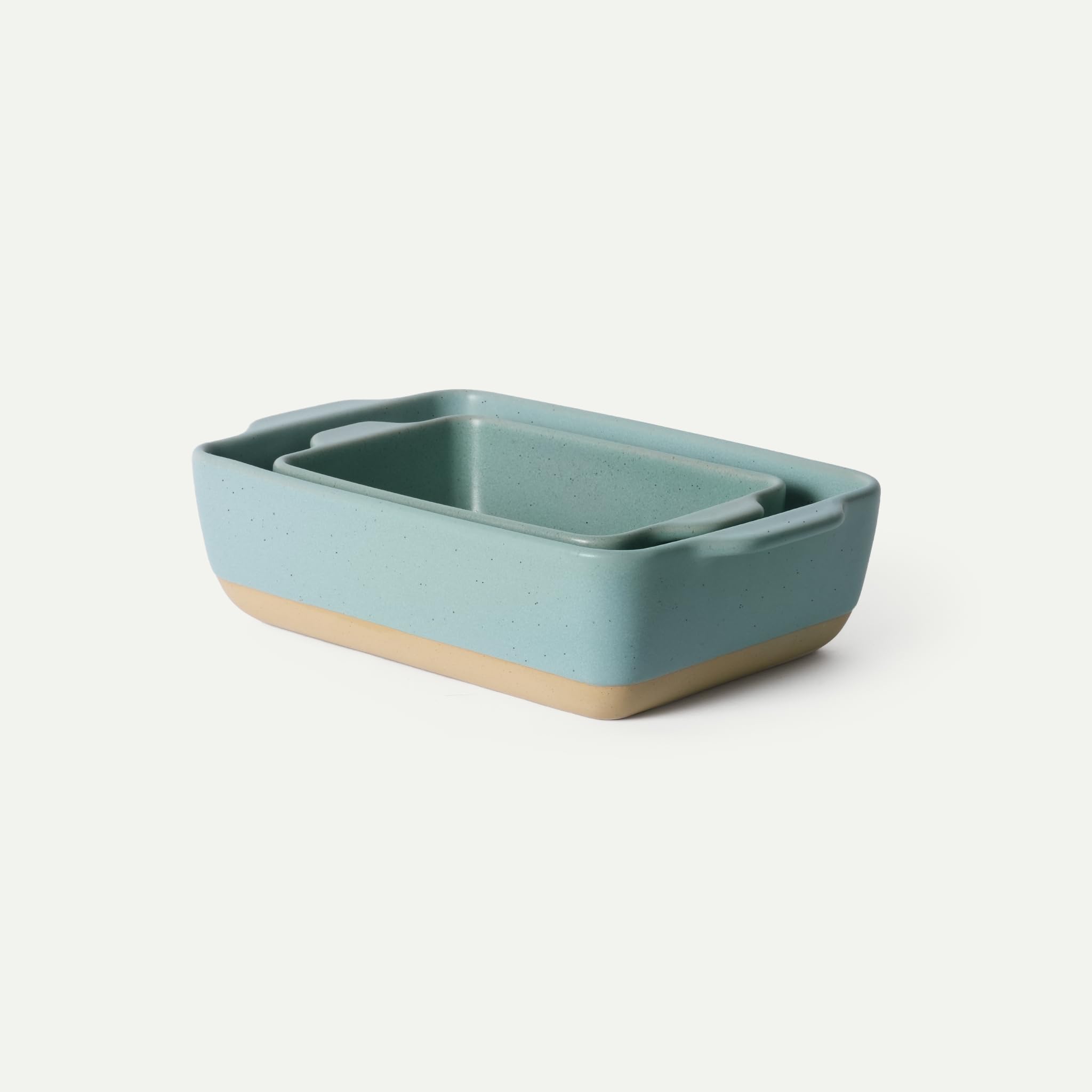 Mora Ceramic Set of 2 Baking Dishes For Casserole, Banana Bread, Brownies, Broiling, Roasting, and Baking. 7x11 in and Loaf Pans - Porcelain Serving Bakeware from Oven to Table. Freezer Safe - Iris