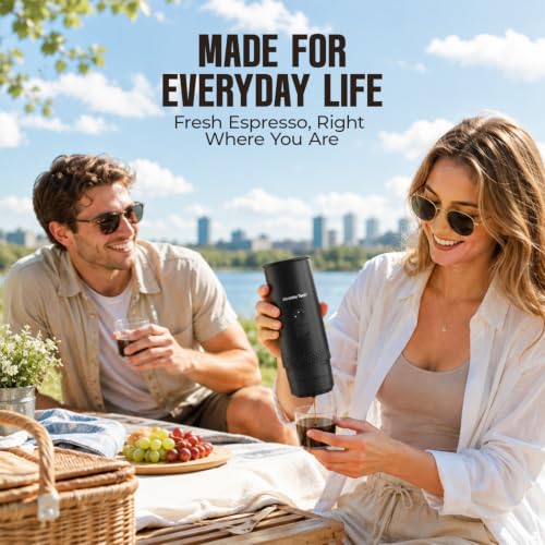 Image of Portable Electric Espresso Machine, Mini Self-Heating Travel Coffee Maker for Ground Coffee & NS Capsules, Ideal for Camping, RV, Hiking & Office