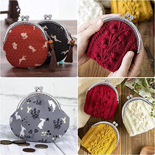 Kiss Clasp Lock Retro Metal Purse Frames Half Round Bead Embossed Coin Bag Frame for Purse Making DIY Sewing Craft Projects 10 Pieces (Silver) - Image 2