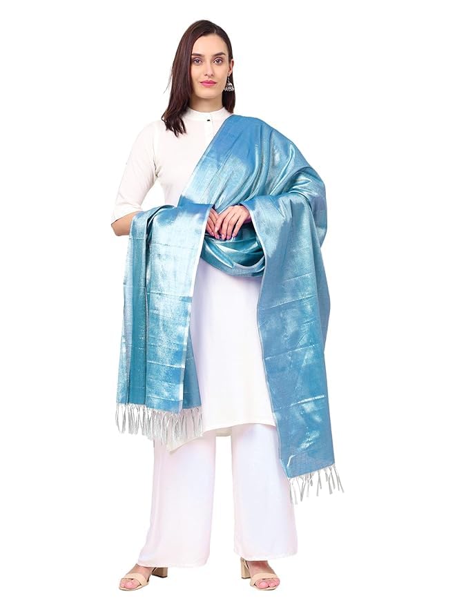 !pts! Soild Silk Plain Dupatta | Shiny Jari Dupatta | Length 2.25m4