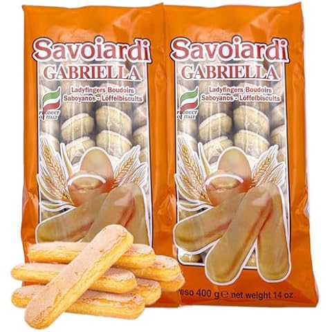 Savoiardi Gabriella Italian Lady Fingers - Lady Fingers for Tiramisu Made from Authentic Ingredients - Traditionally Baked Italian Lady Finger Cookies - Light Lady Finger Cookies Large 400g 2 PACK Cover