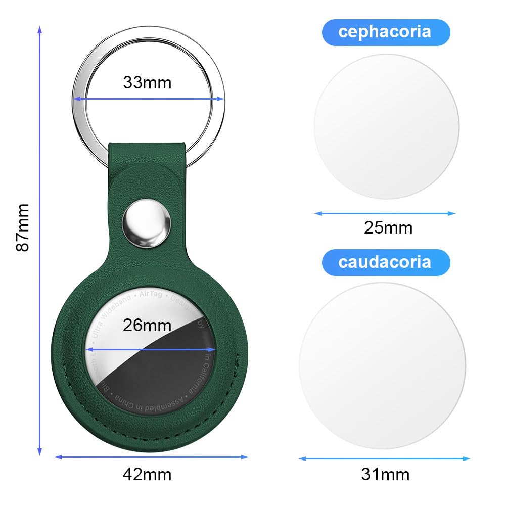 AXFEE Llavero para AirTag Cuero, Llaveros AirTag Funda Protectora con Película Protectora, Llavero Portátil Impermeable, Localizador para Llaves, Mascotas y Mochilas(Pasto Verde) — view 2