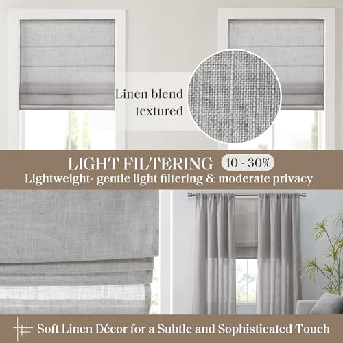 image for Madison Park Kyler Cordless Roman Shades - Single Panel, Lightweight L
