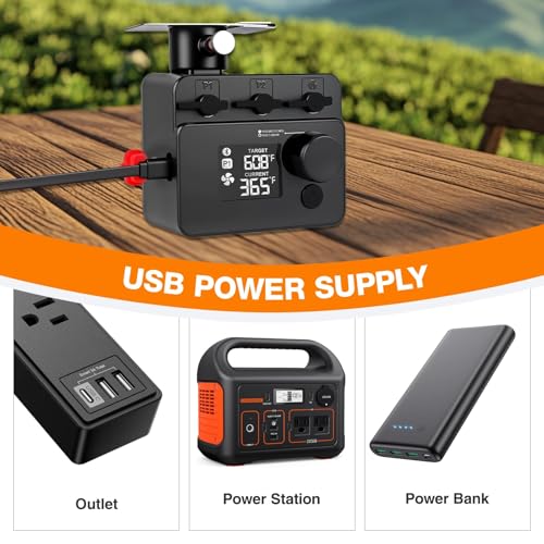 Image of Bluetooth BBQ Temperature Controller, Automatic Smoker Fan with LCD Screen