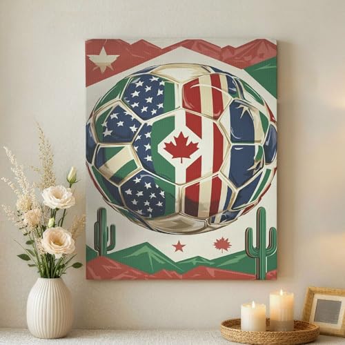Tableau ballon de football multicolore pour salon moderne 40x50 cm