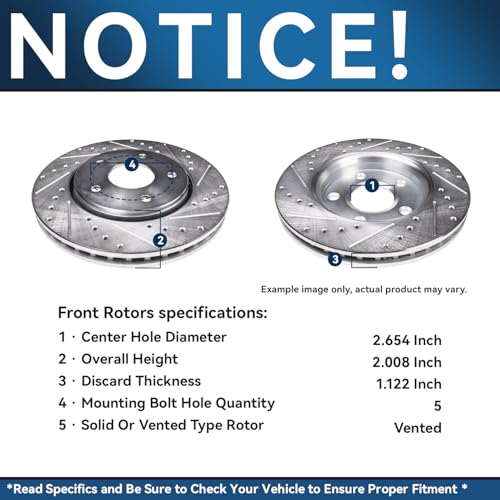 Image of Detroit Axle - Brake Kit for 08-14 Cadillac CTS Drilled & Slotted Brake Rotors Replacement 2008 2009 2010 2011 2012 2013 2014 Ceramic Brakes Pads : 12.44'' inch Front & 12.4'' inch Rear Rotors